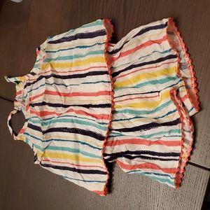 Striped spaghetti strap tank with shorts